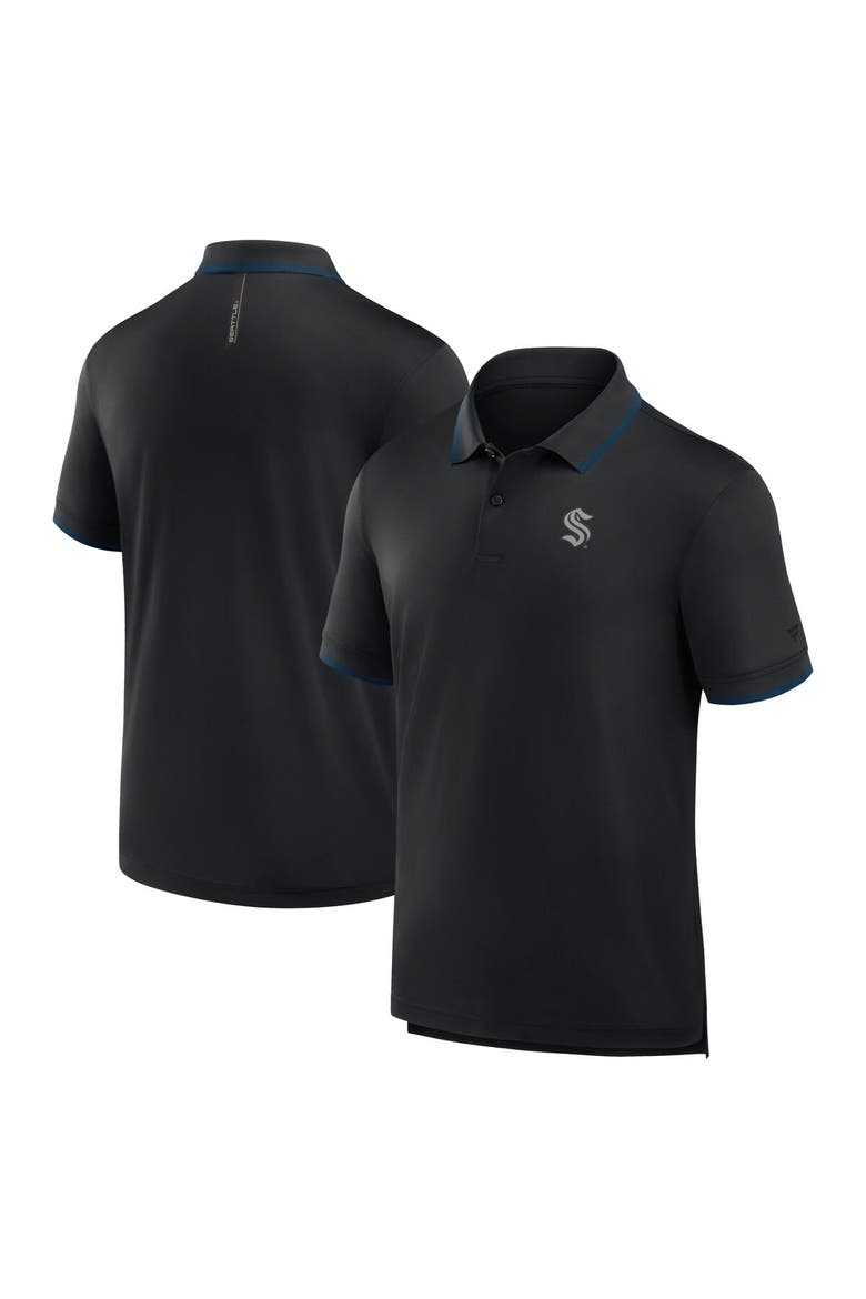 Men's Fanatics Black Seattle Kraken Front Office Move Mono Polo, Main, color, Black