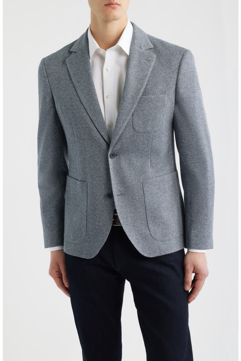 Henrik Trim Fit Grey Herringbone Knit Cotton Blend Sport Coat, Main, color, GREY OSCAR HERRINGBONE