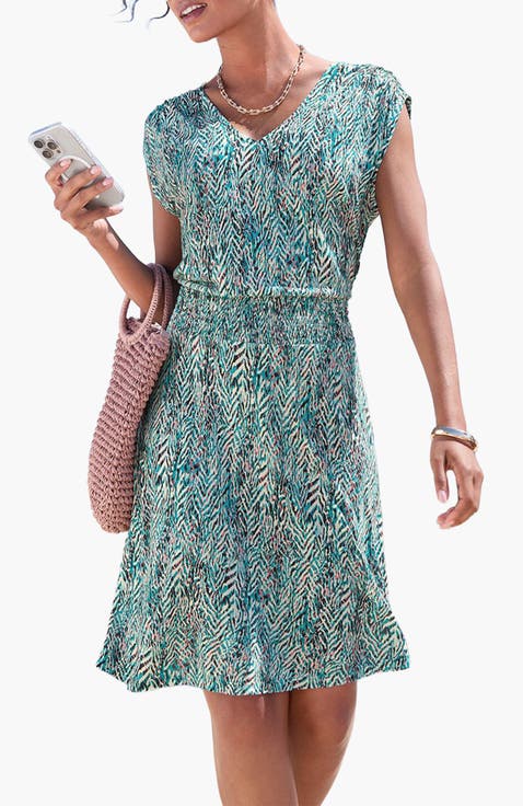 Women's Smocked Waist Printed Dress