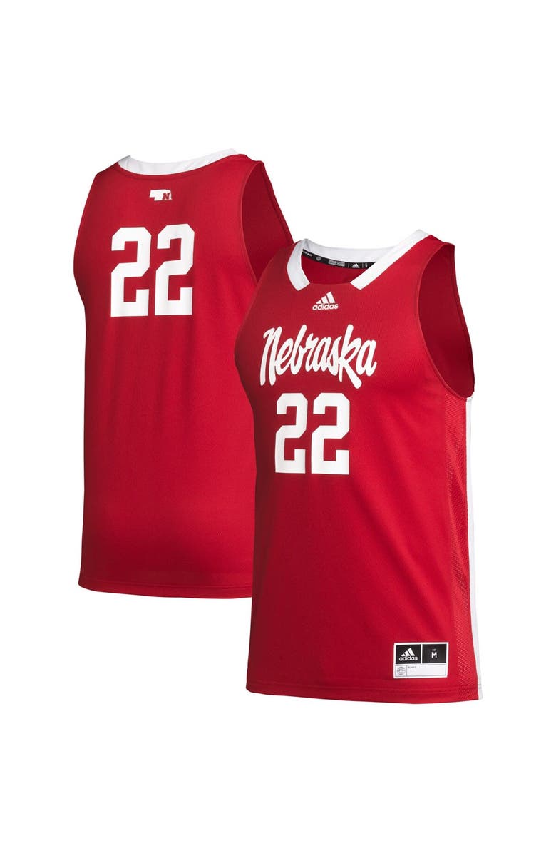 adidas Men's adidas #22 Scarlet Nebraska Huskers Swingman Jersey, Main, color, 