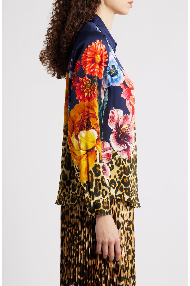 The Madeline Sahara Desert Print Silk Blend Satin Button-Up Shirt, Alternate, color, SAHARA DESERT PRINT