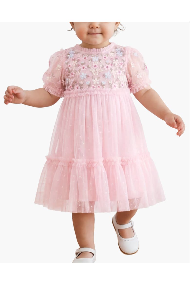 Garland Ribbon Bodice Baby Dress, Alternate, color, Peony Pink/Pastel