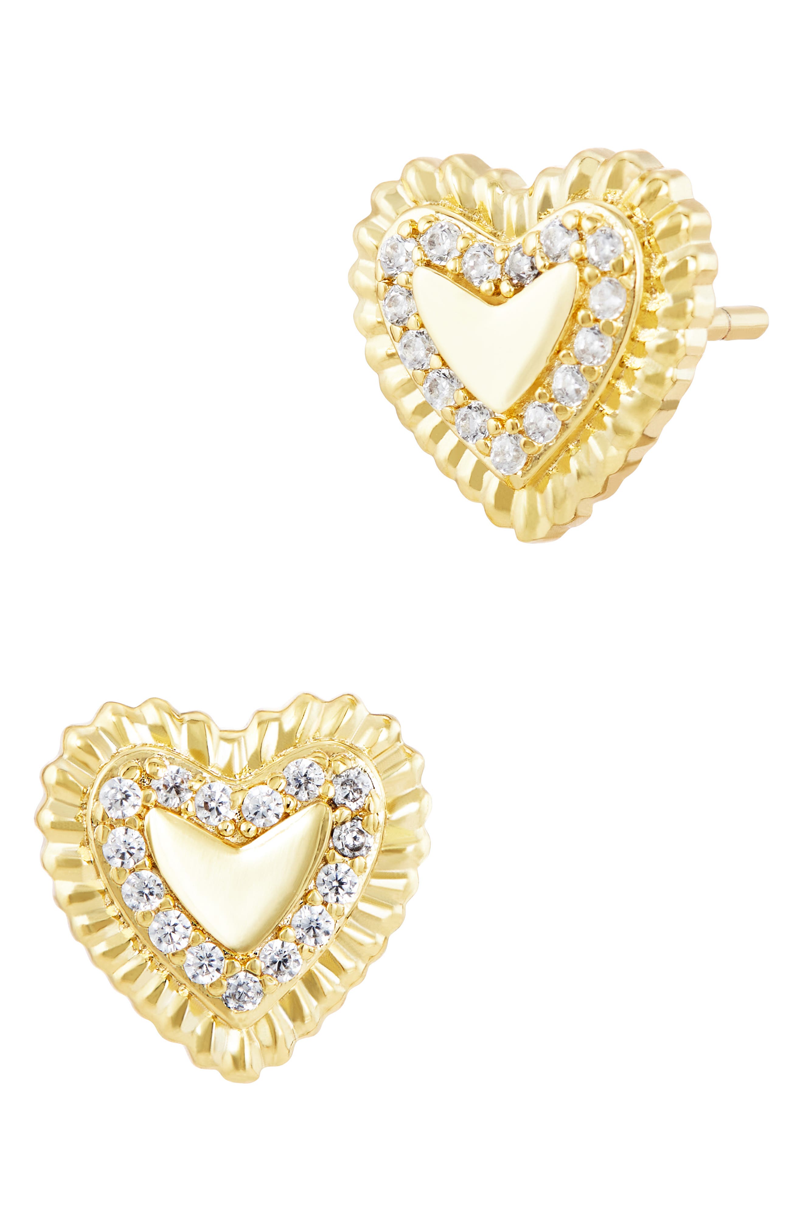 Beaded Pavé Heart Stud Earrings