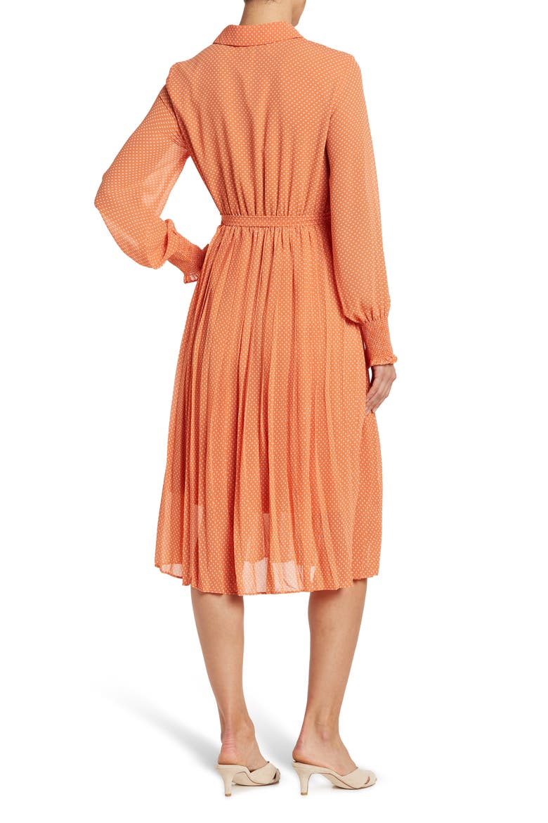 Pleated Chiffon Midi Dress, Alternate, color, MELON