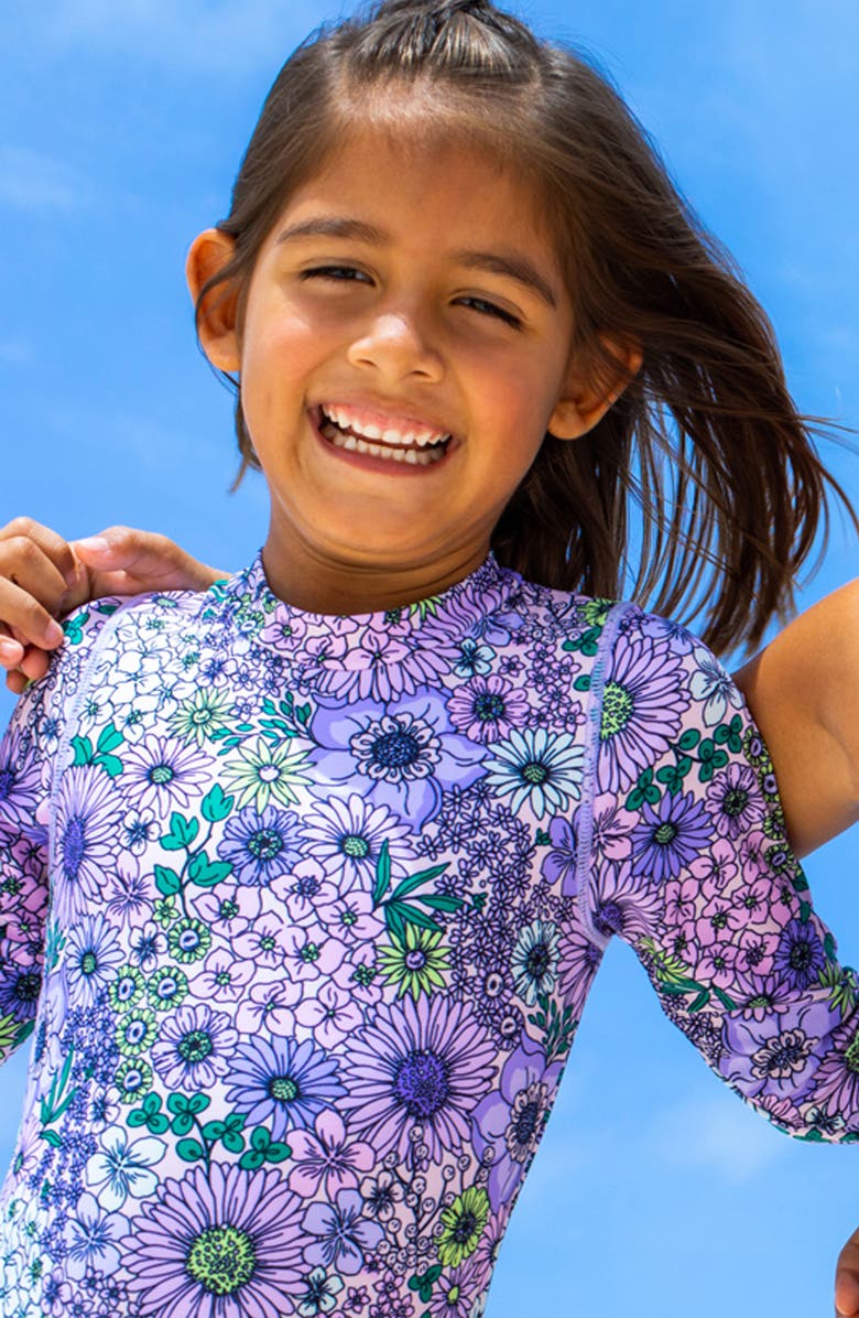 Girls UPF 50+ Peplum Long Sleeve Rashguard | Purple