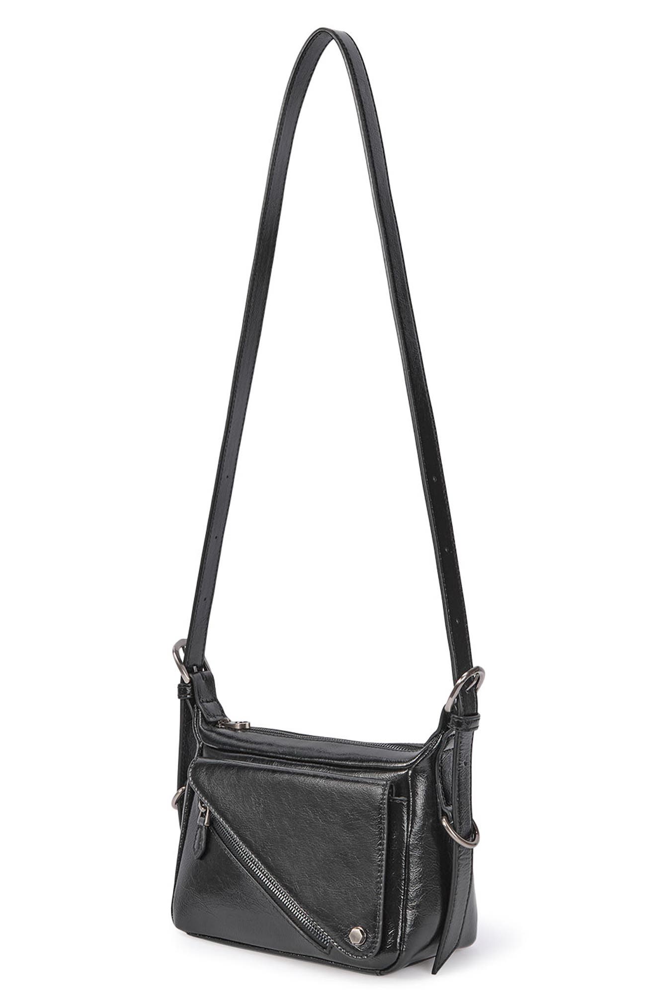 Oryany Moto Leather Crossbody Bag, Alternate, color, Black