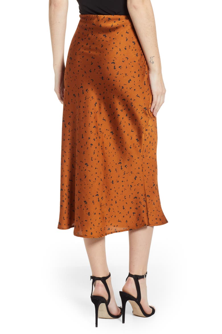 Animal Print Satin Midi Skirt, Alternate, color, BRONZE DOT