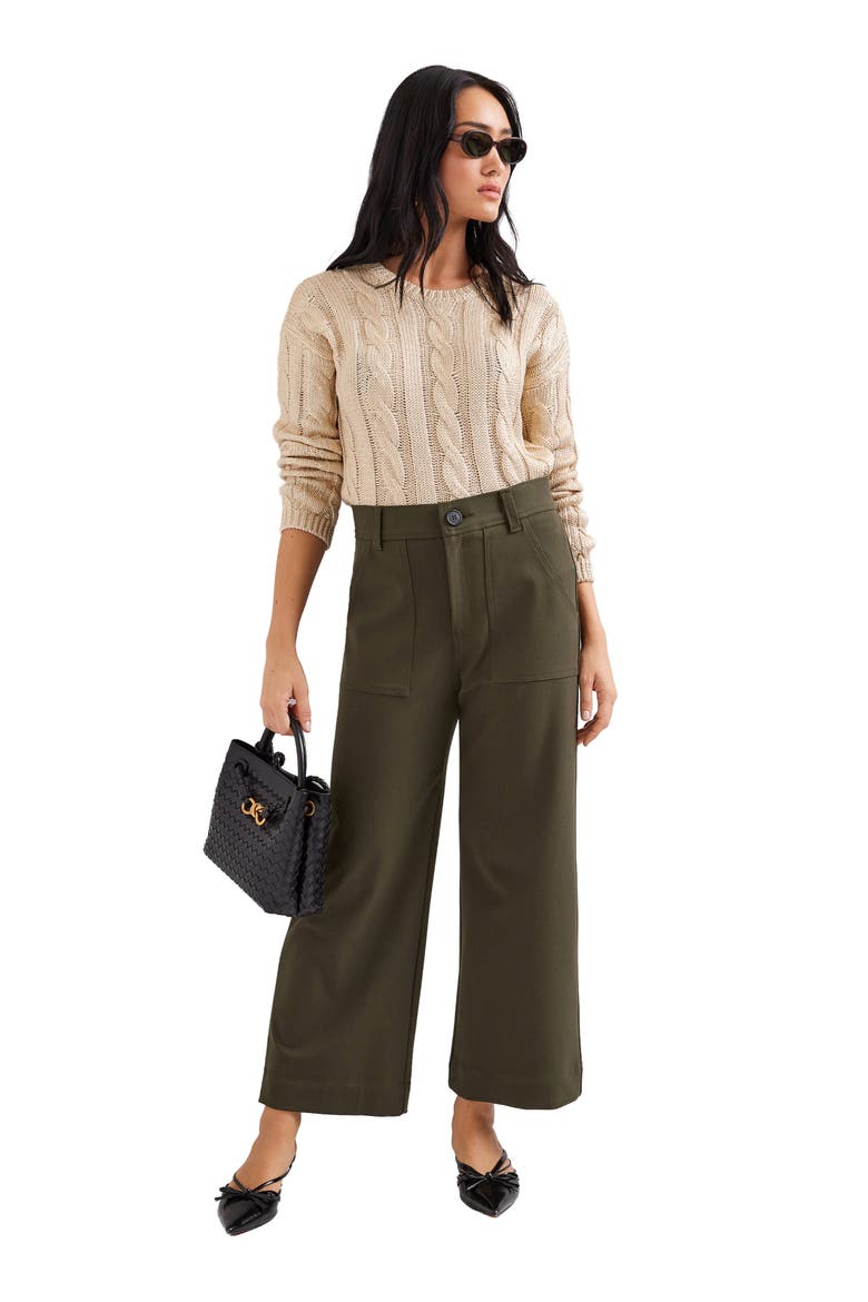 Rylee Wide Leg Crop Pants, Alternate, color, OLIVE