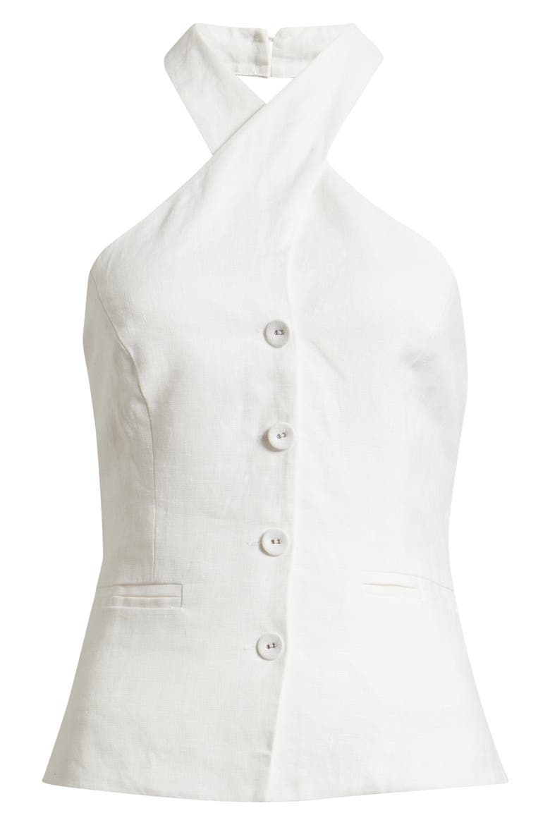 Tate Cross Neck Linen Top, Alternate, color, WHITE