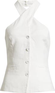 Reformation Tate Cross Neck Linen Top