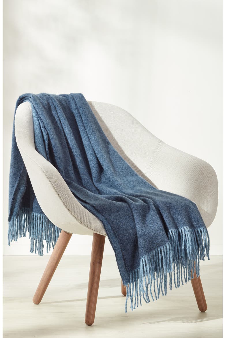 Woven Fringe Throw Blanket, Alternate, color, NAVY BLUE