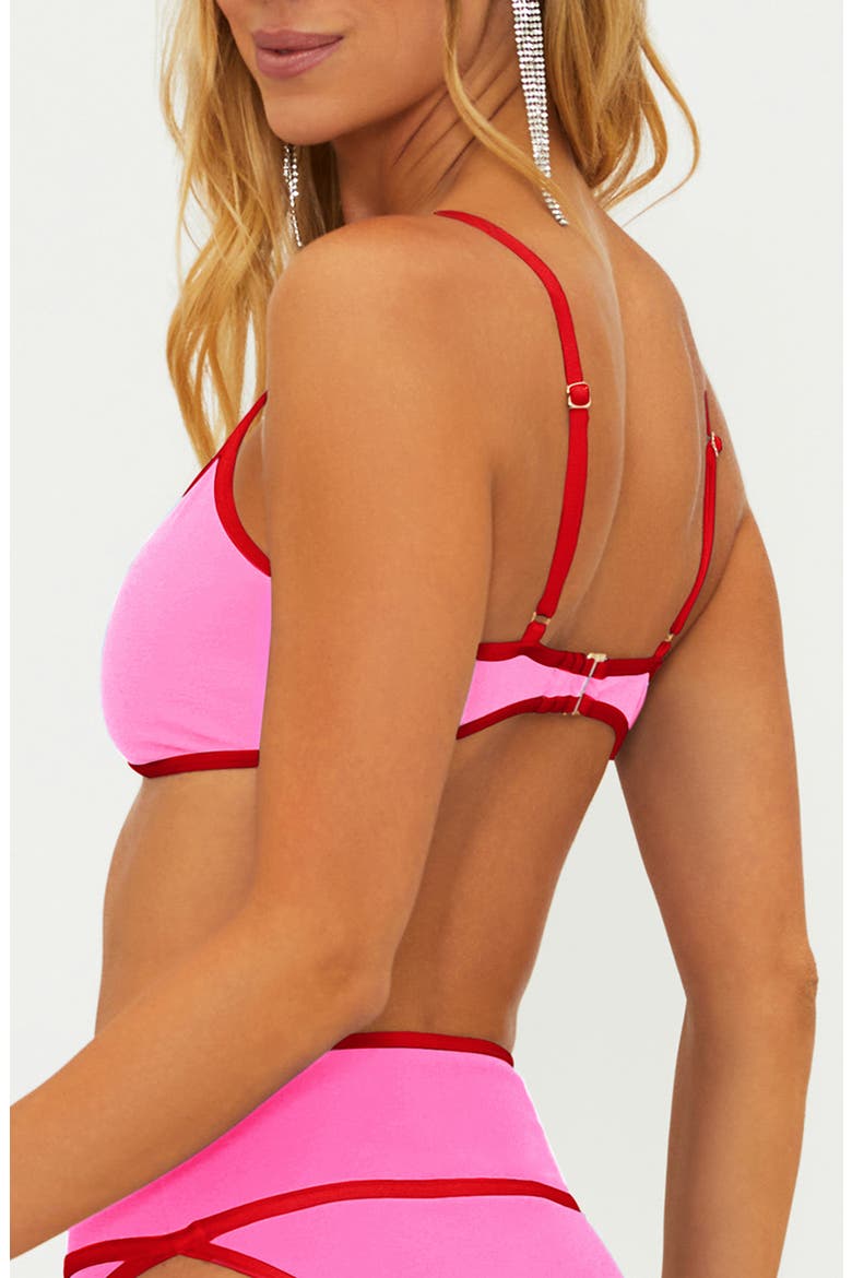 Leona Contrast Binding Bikini Top, Alternate, color, ELECTRIC PINK