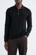 Jack Victor Long Sleeve Wool & Silk Polo Sweater