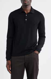Jack Victor Long Sleeve Wool & Silk Polo Sweater