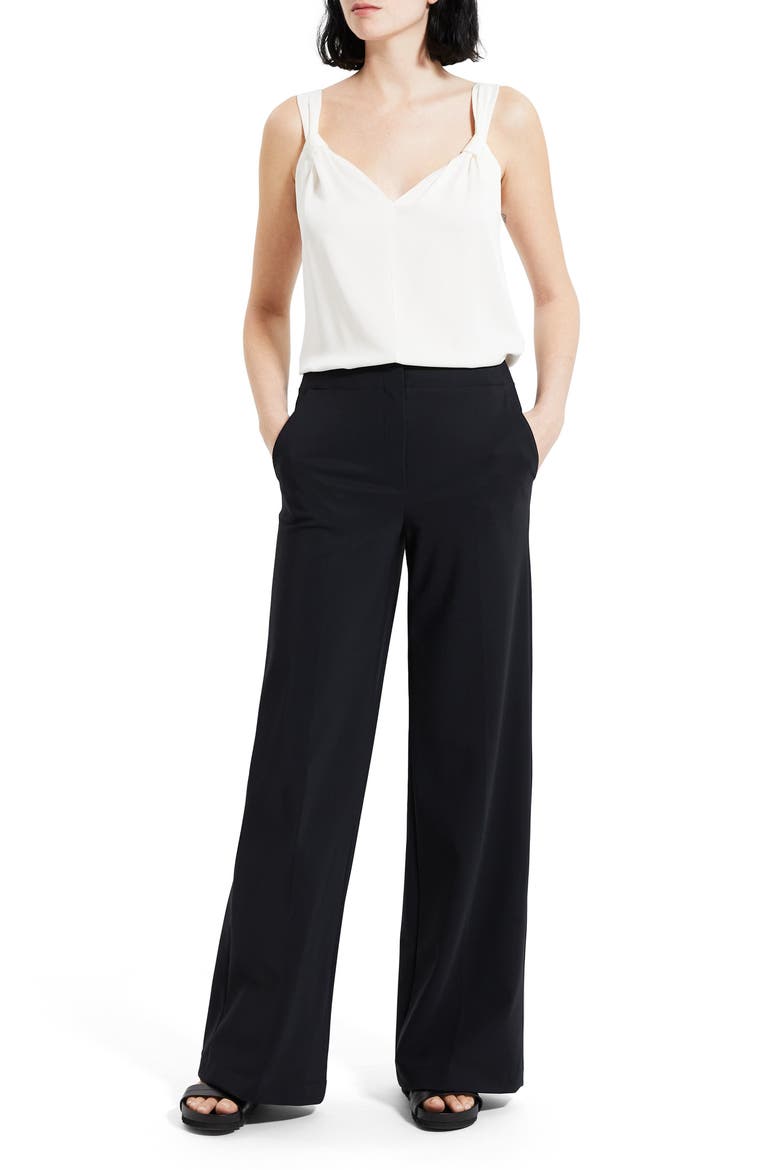 Clean Front Wide Leg Precision Ponte Knit Pants, Alternate, color, BLACK - 001