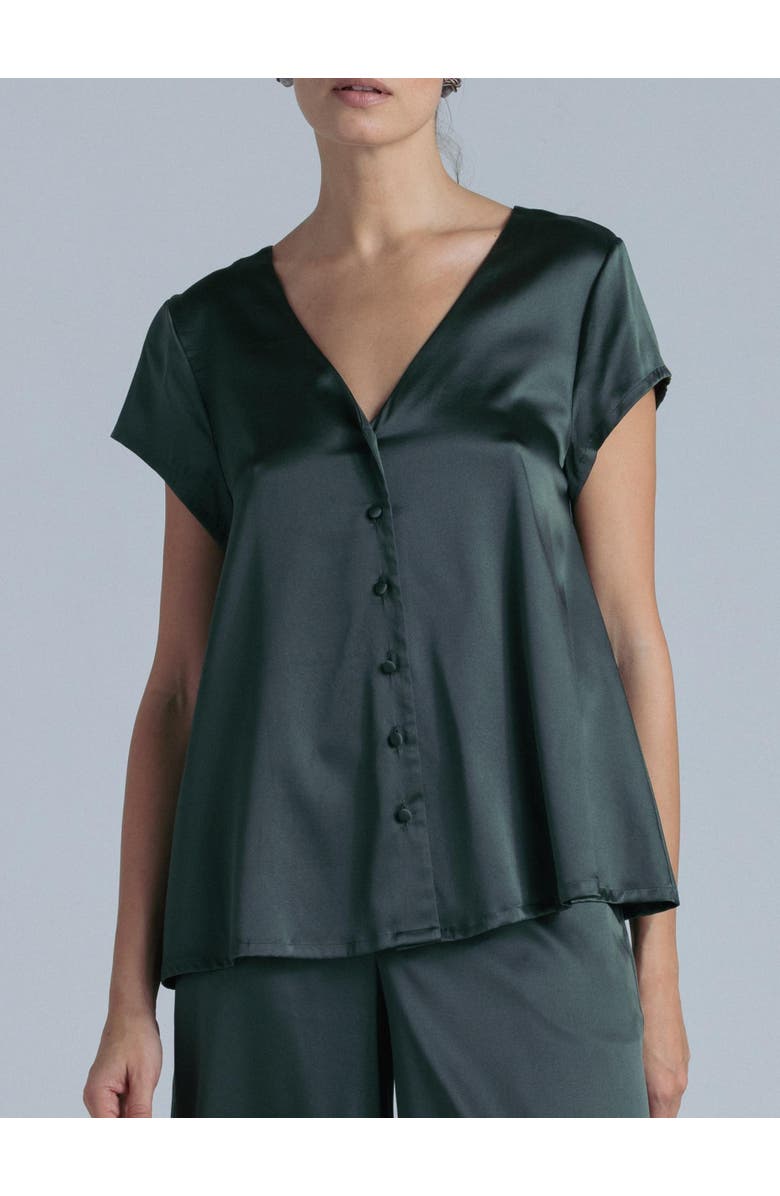 Alas Silk Short Sleeve Shirt, Alternate, color, Rich Green