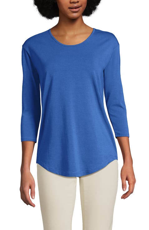 3/4 Sleeve Lightweight Jersey Shirttail Tee