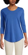 Lands' End Petite 3/4 Sleeve Lightweight Jersey Shirttail Tee
