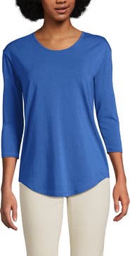 Lands' End Petite 3/4 Sleeve Lightweight Jersey Shirttail Tee