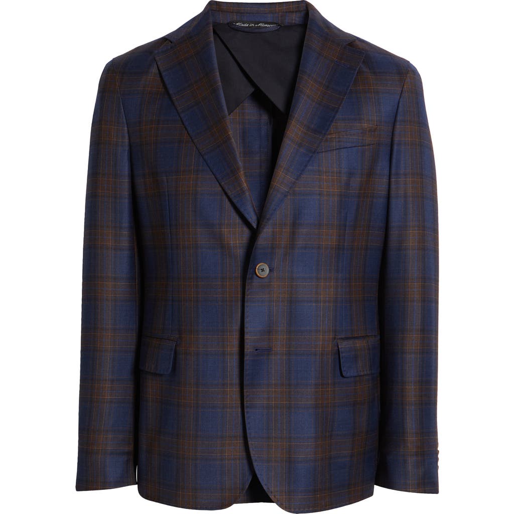 Zanella Thomas Plaid Stretch Wool Sport Coat In Navy