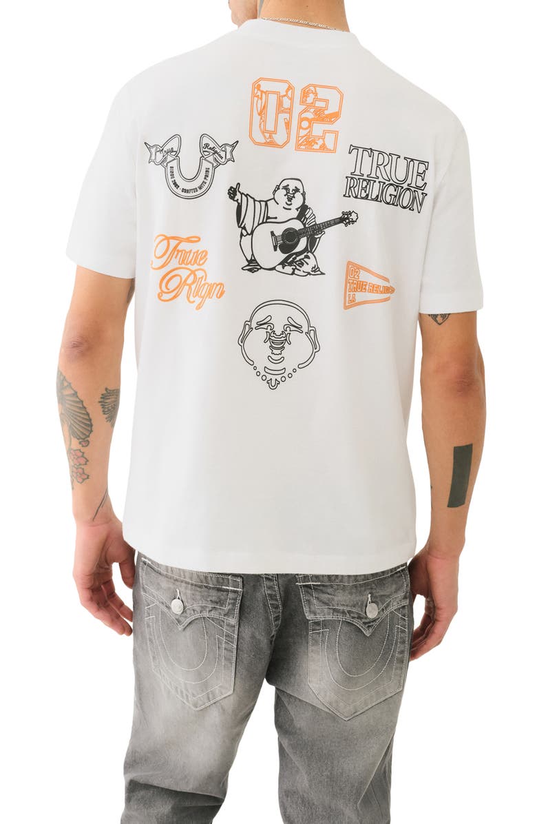 True Religion Multi Logo Graphic T-Shirt, Alternate, color, Optic White