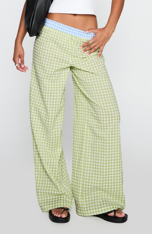 Princess Polly Neevie Check Wide Leg Pants In Green