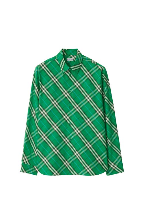 Burberry Check Cotton Shirt In Green