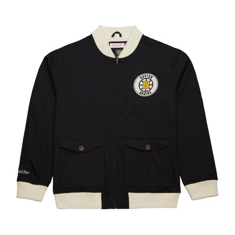 Men
s Mitchell 
Ness Black Boston Bruins Vintage Coaches Cotton Twill Full-Zip Jacket