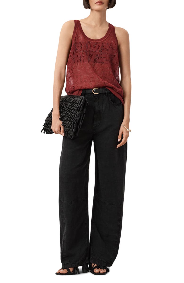 AllSaints Kaito Open Stitch Tank, Alternate, color, Rosewood Red
