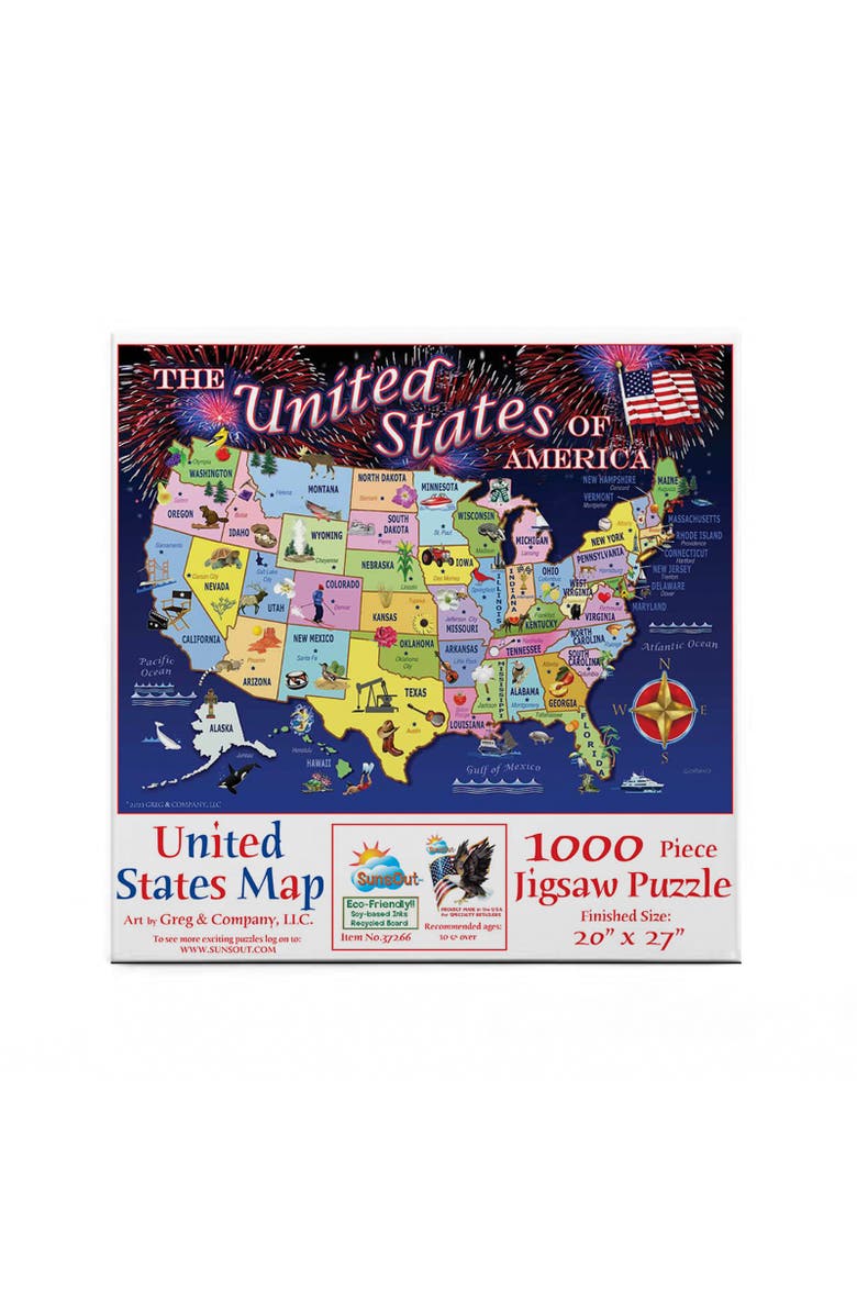 Sunsout United States Map 1000 piece Jigsaw Puzzle for Adults, Alternate, color, Multicolor