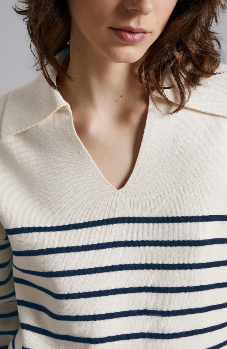 & Other Stories Breton Stripe Cotton Blend Sweater, Alternate, color, Offwhite/ Navy Stripe