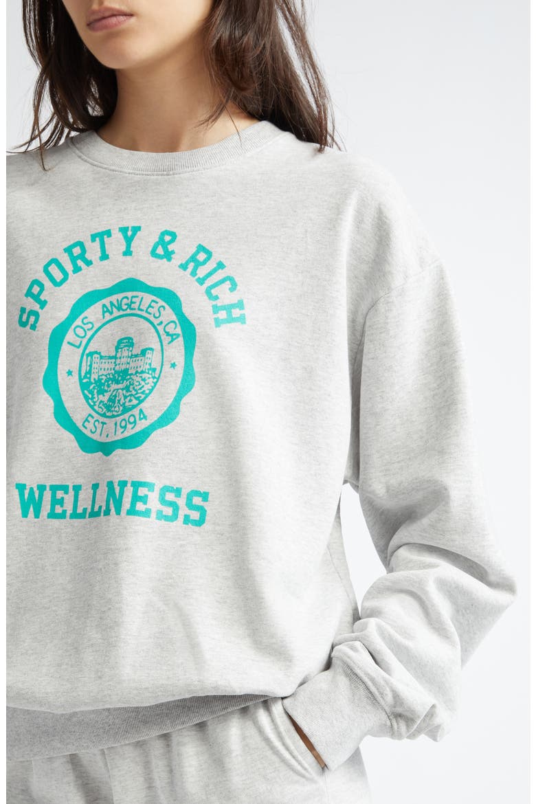 Emblem Crewneck Cotton Blend Sweatshirt, Alternate, color, HEATHER GRAY