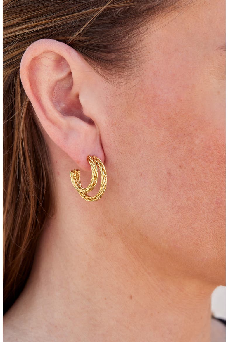 Double Rope 'C' Hoop Earrings, Alternate, color, YELLOW