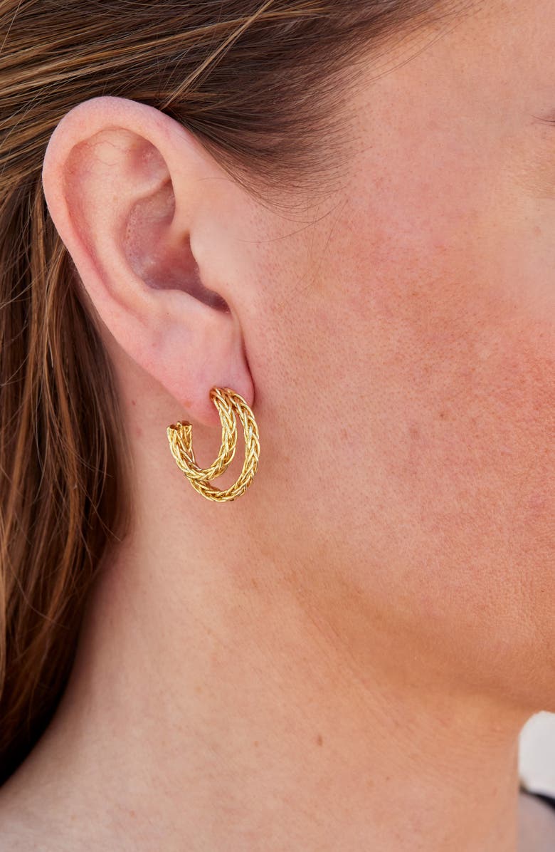 SAVVY CIE JEWELS Double Rope 'C' Hoop Earrings, Alternate, color, Yellow