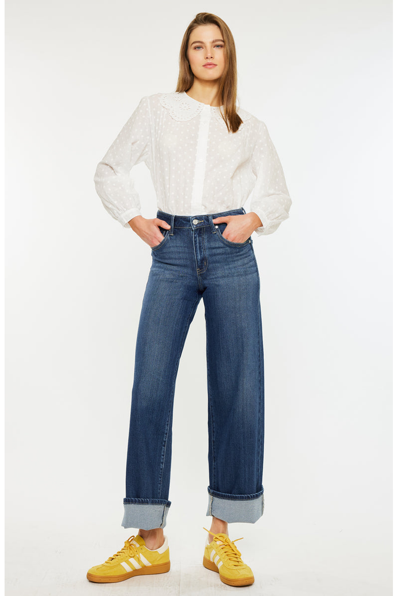 Samara High Rise Wide Leg Jeans, Alternate, color, Dark Wash