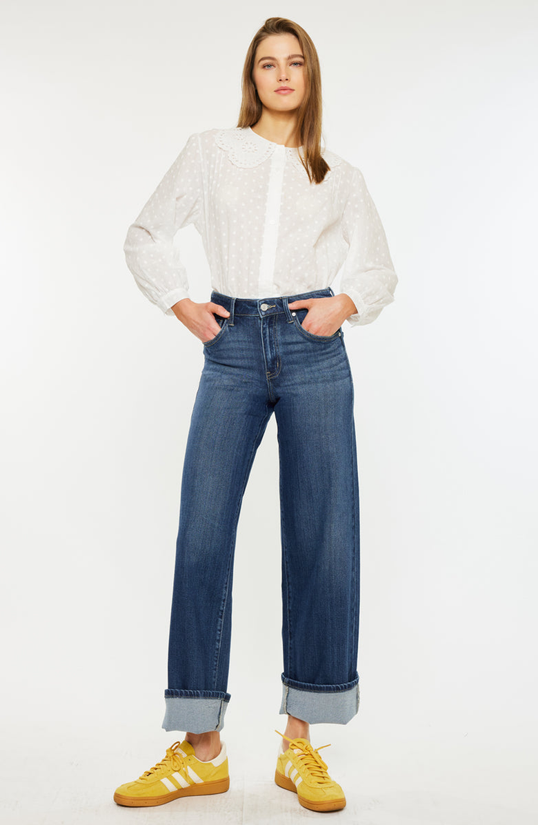 KanCan Samara High Rise Wide Leg Jeans, Alternate, color, Dark Wash