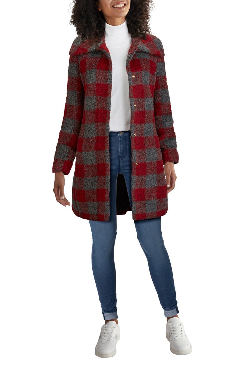 Check Coat, Main, color, RED/ CHARCOAL