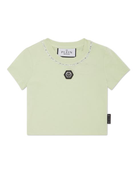 Cropped T-shirt Strass Round Neck Ss Girl