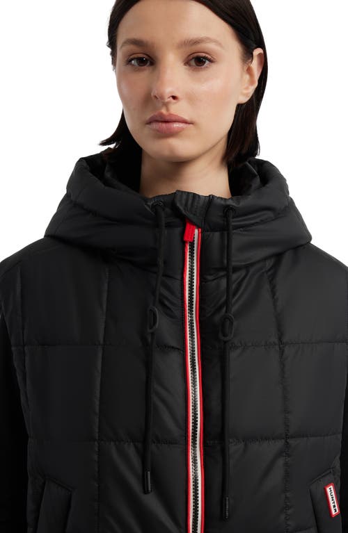 Hunter Lindsey Quilted Coated Water Repellent Vest In Black