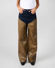 WeWoreWhat Mid Rise Straight Leg Two Toned Pants