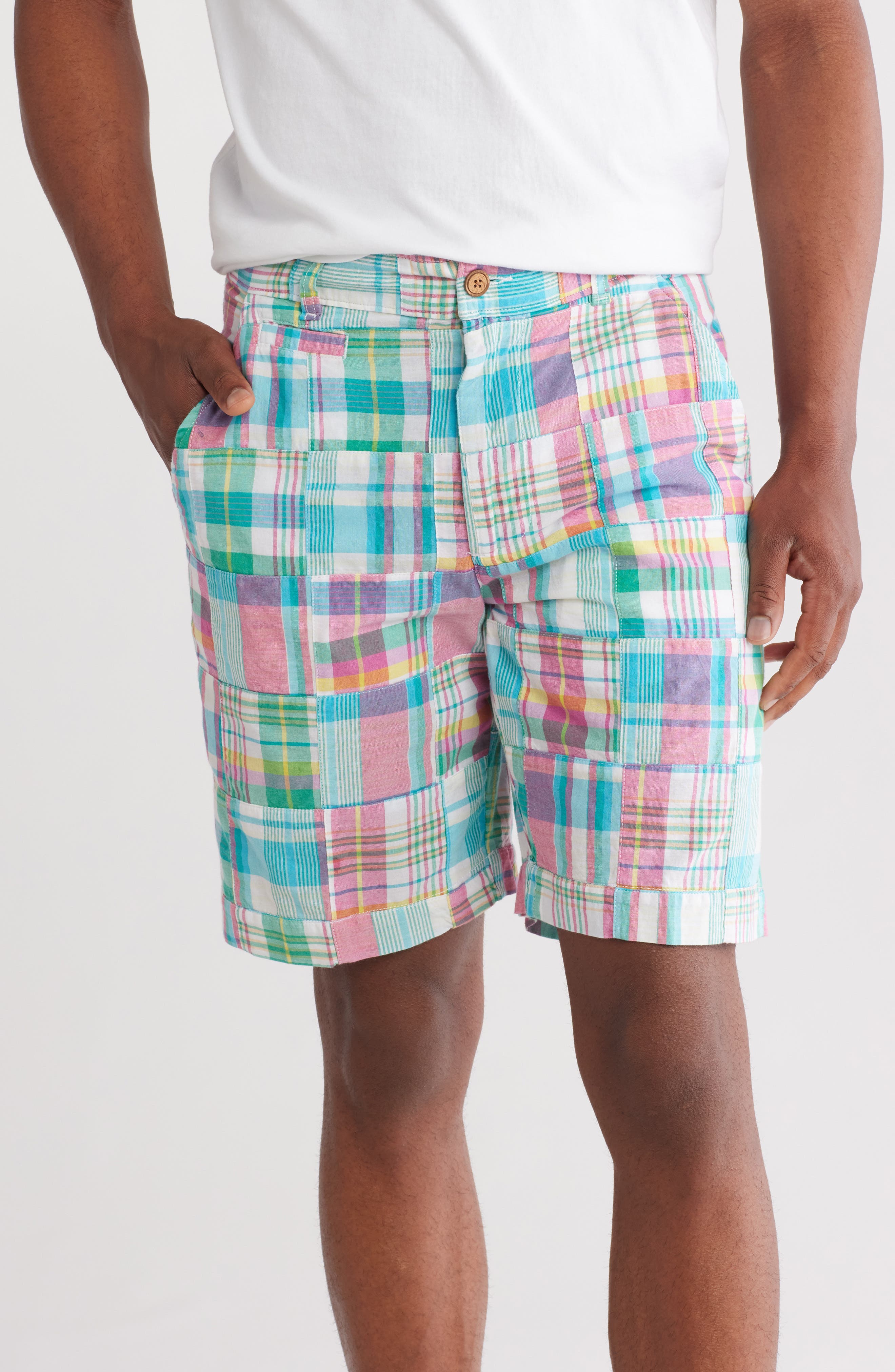 Vintage 1946 Acid Wash Patchwork Madras Plaid Shorts