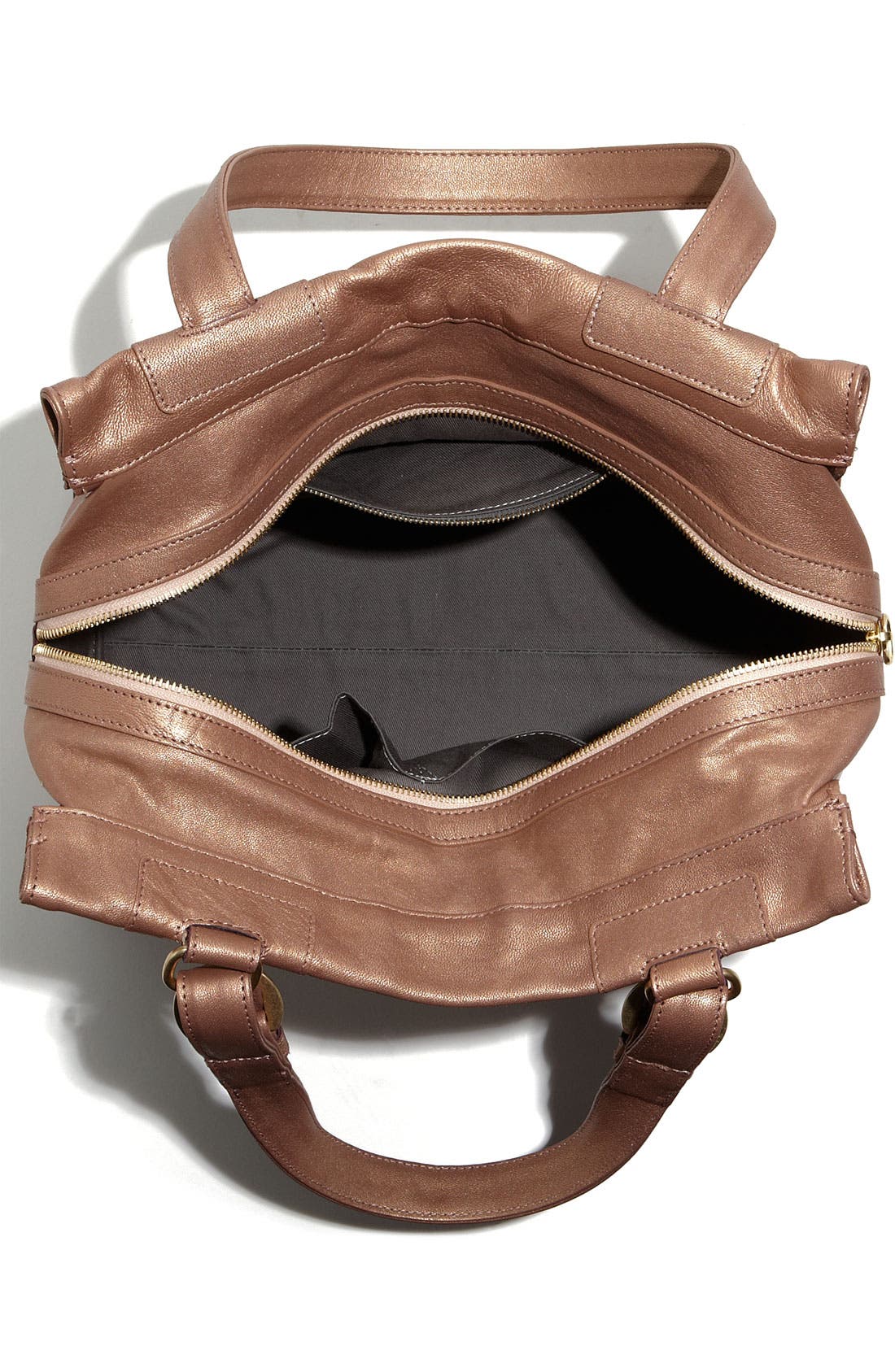 'Poya Metallic Vintage' Leather Shoulder Bag, Alternate, color, CHAMPAGNE