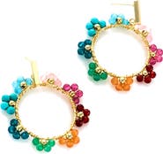 Panacea Multi Beaded Flower Circle Drop Earrings