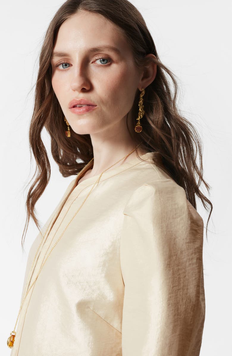 & Other Stories Chada Speed Puff Sleeve Crop Top, Alternate, color, White Dusty Light