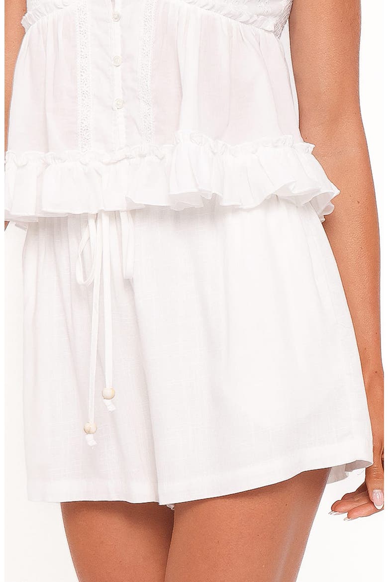 Wren Drawstring Cotton & Linen Shorts, Alternate, color, WHITE