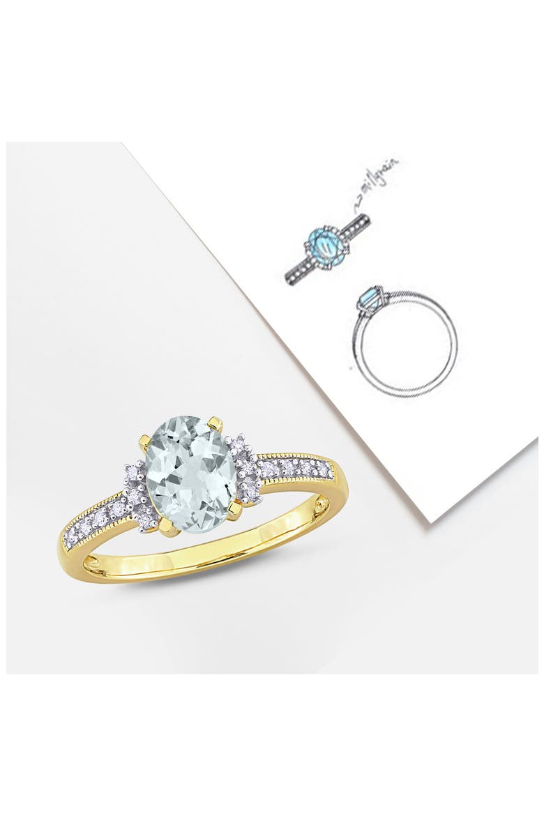 Oval Cut Aquamarine & Diamond Ring - 0.04ct., Alternate, color, AQUAMARINE