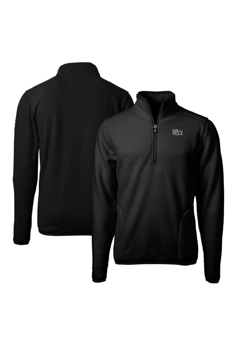 Men's Cutter & Buck  Black Ivy League Cascade Eco Sherpa Fleece Quarter-Zip Jacket, Main, color, Black