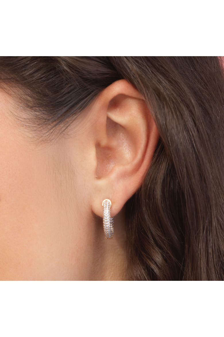 CZ Inside Out Hoop Earrings, Alternate, color, Gold Plated Sterling Silver