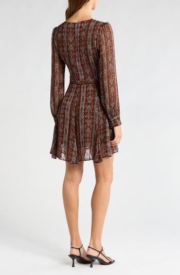 Bucatini Print Long Sleeve Silk Blend Dress