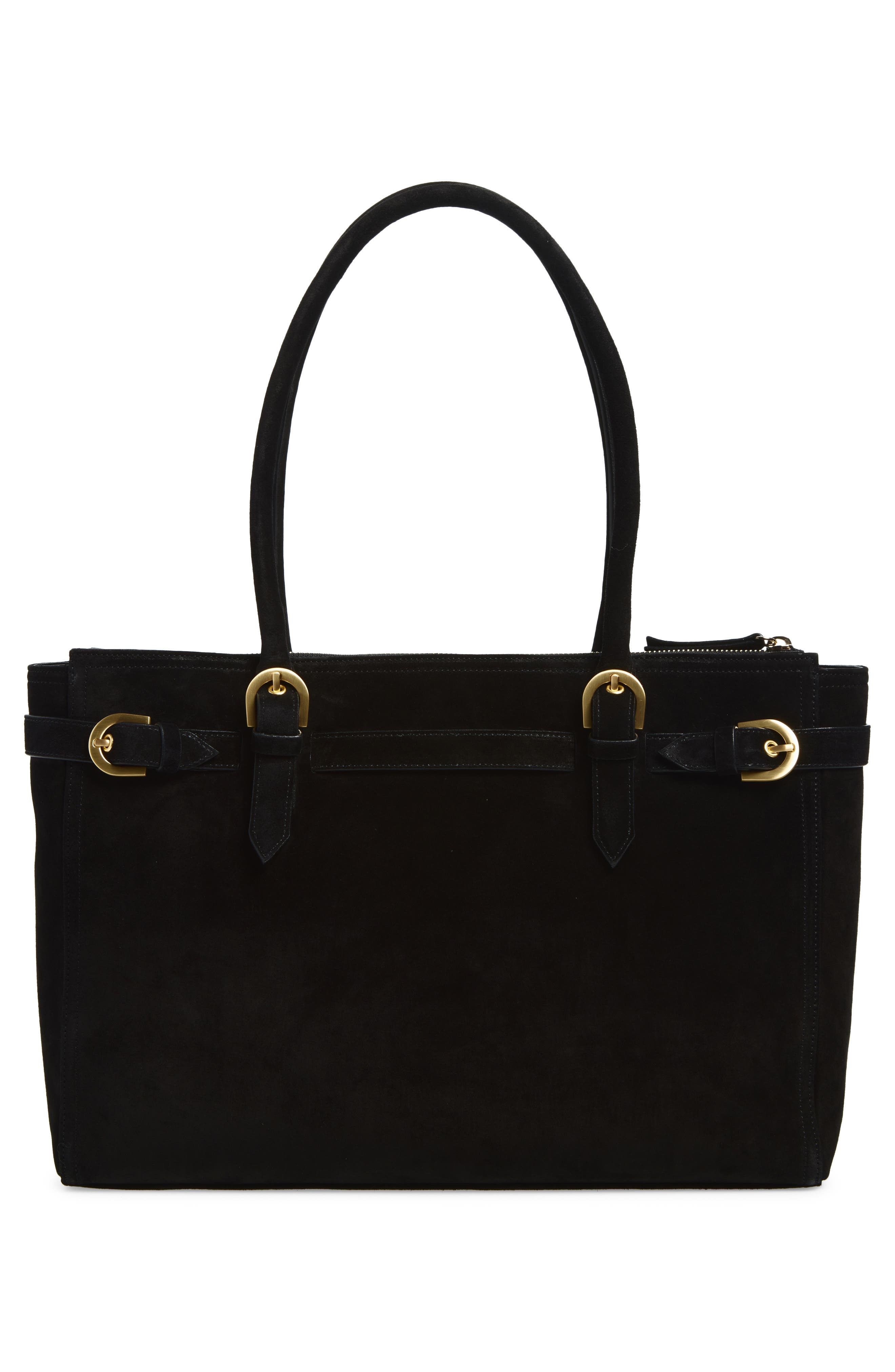 Reformation Dominique Tote, Alternate, color, Black Suede